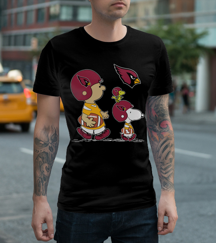 Cardinals Snoopy Woodstock Football Charlie Brown Peanuts Helmet T-Shirt