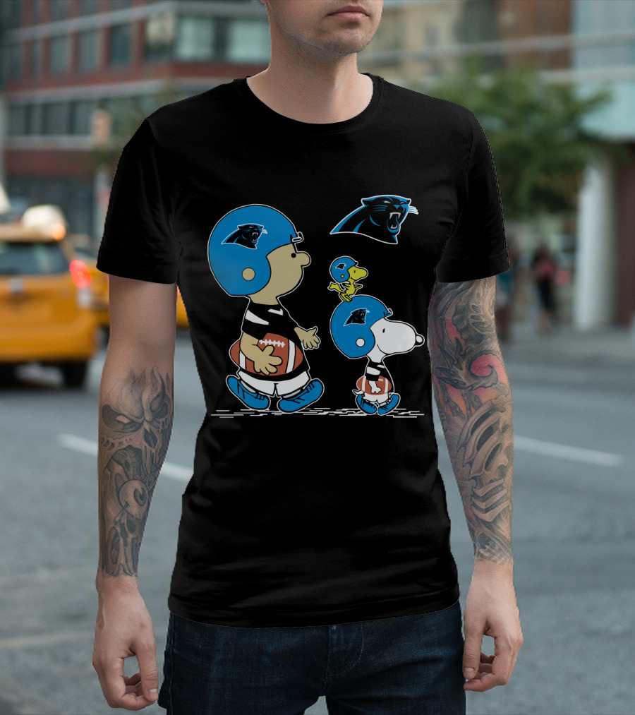 Panthers Snoopy Football Helmet Peanuts Cartoon Characters T-Shirt