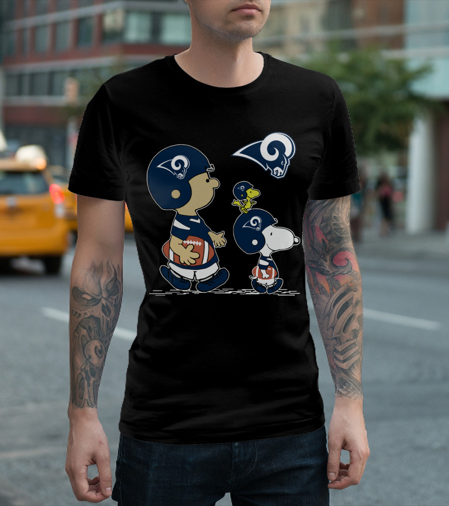Rams Football Snoopy and Friends in Team Helmets T-Shirt