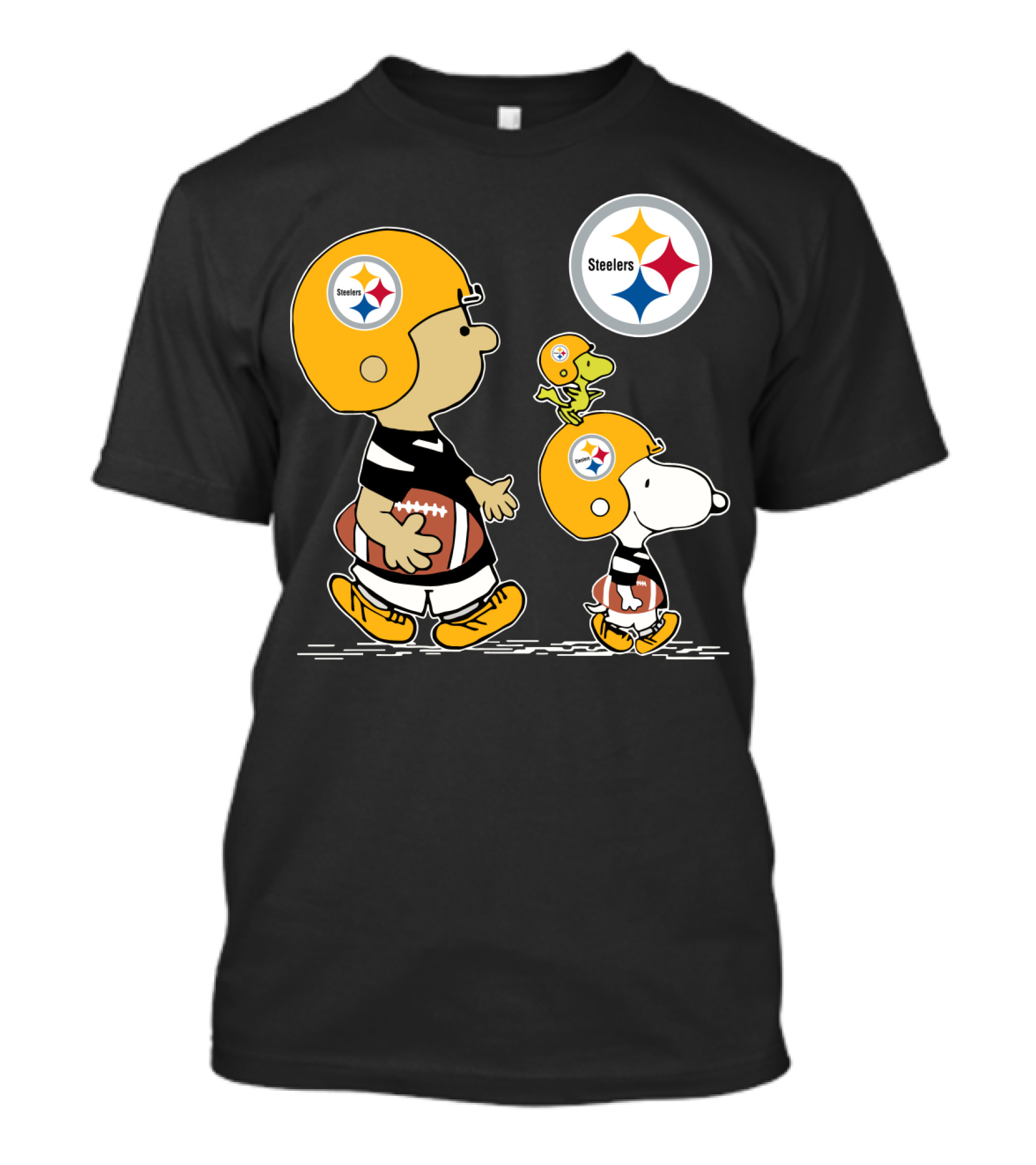 Steelers Snoopy And Peanuts Characters With Football Helmets T-Shirt