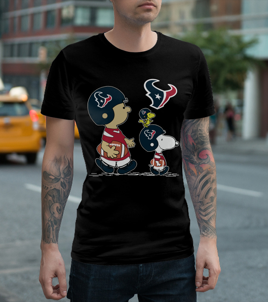 Texans Snoopy Football Adventure with Woodstock and Charlie Brown T-Shirt
