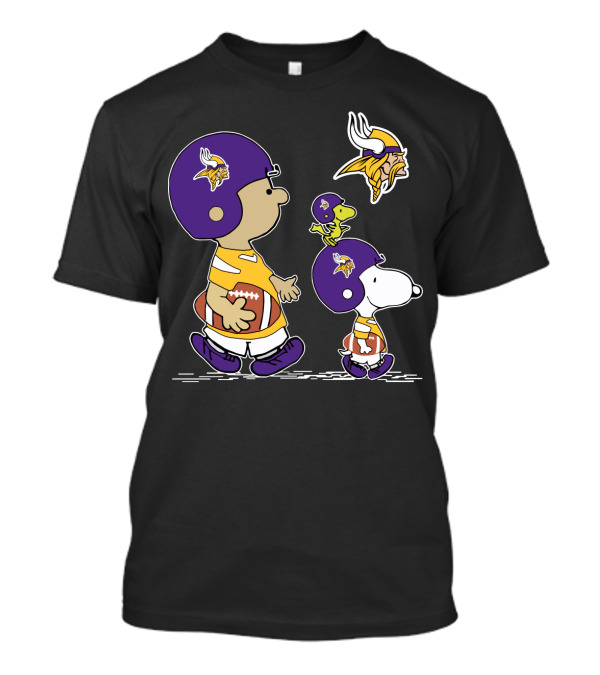 Minnesota Vikings Snoopy And Woodstock Football Team Collaboration T-Shirt