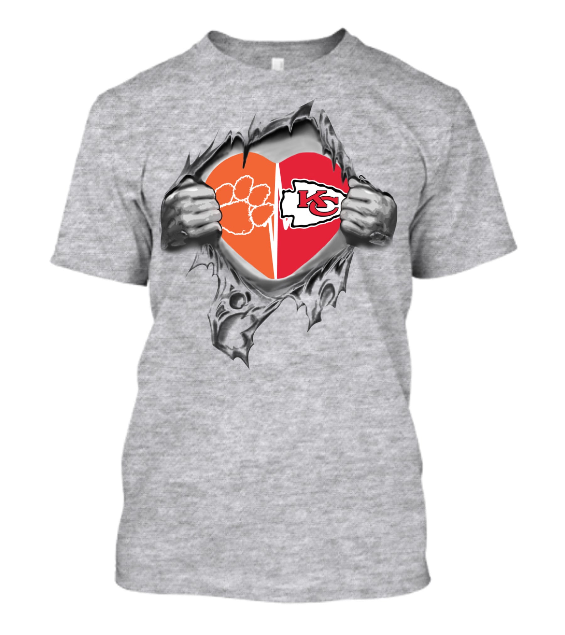 Chiefs Clemson Tigers Heart Division T-Shirt