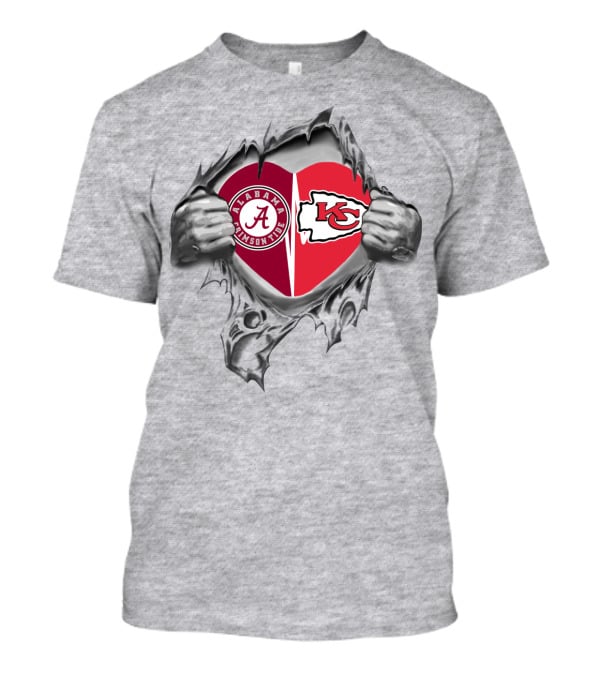 Alabama Crimson Tide KC Chiefs Heart T-Shirt