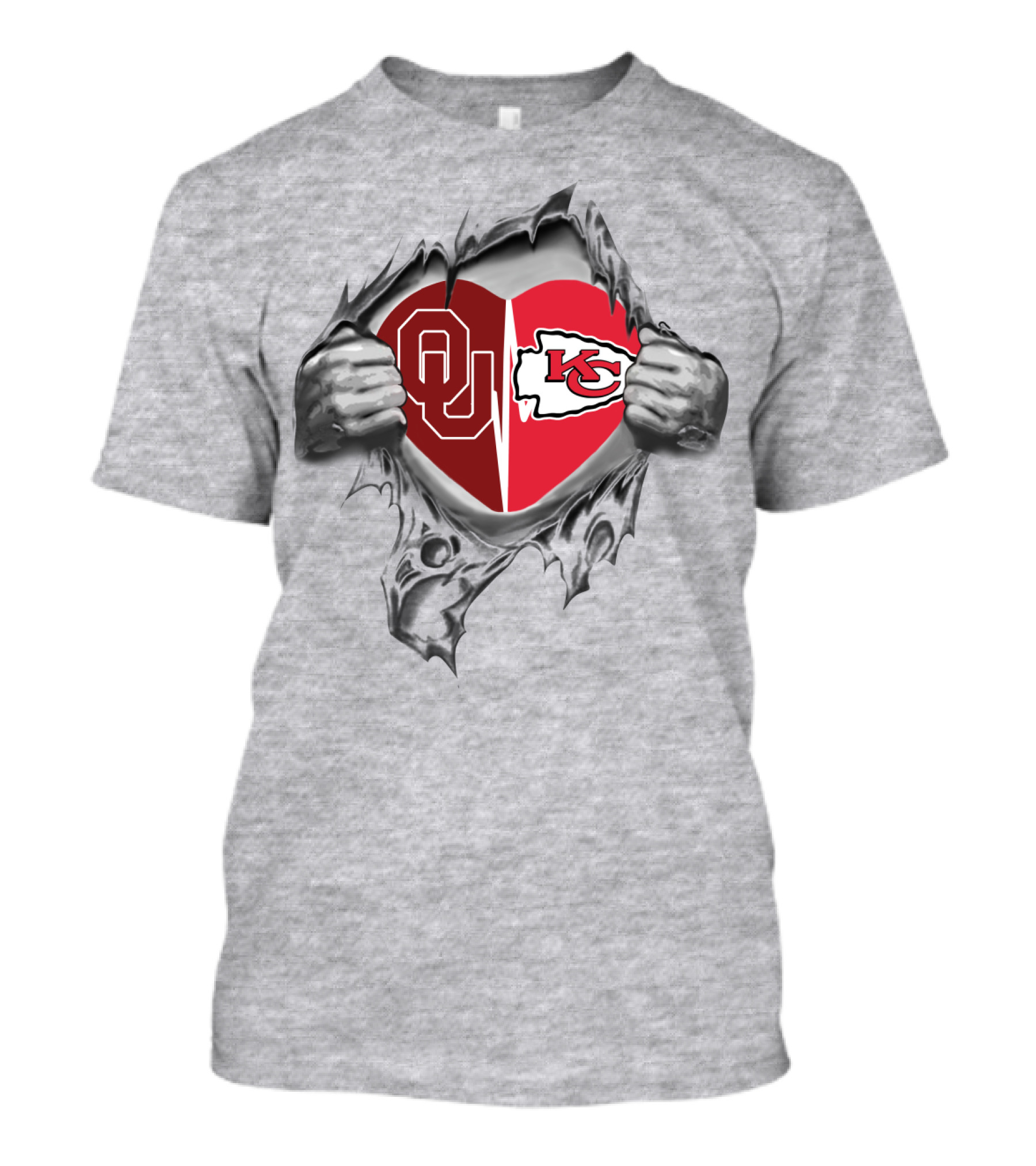 OU Sooners And Kansas City Chiefs Heart Icon Revealed T-Shirt