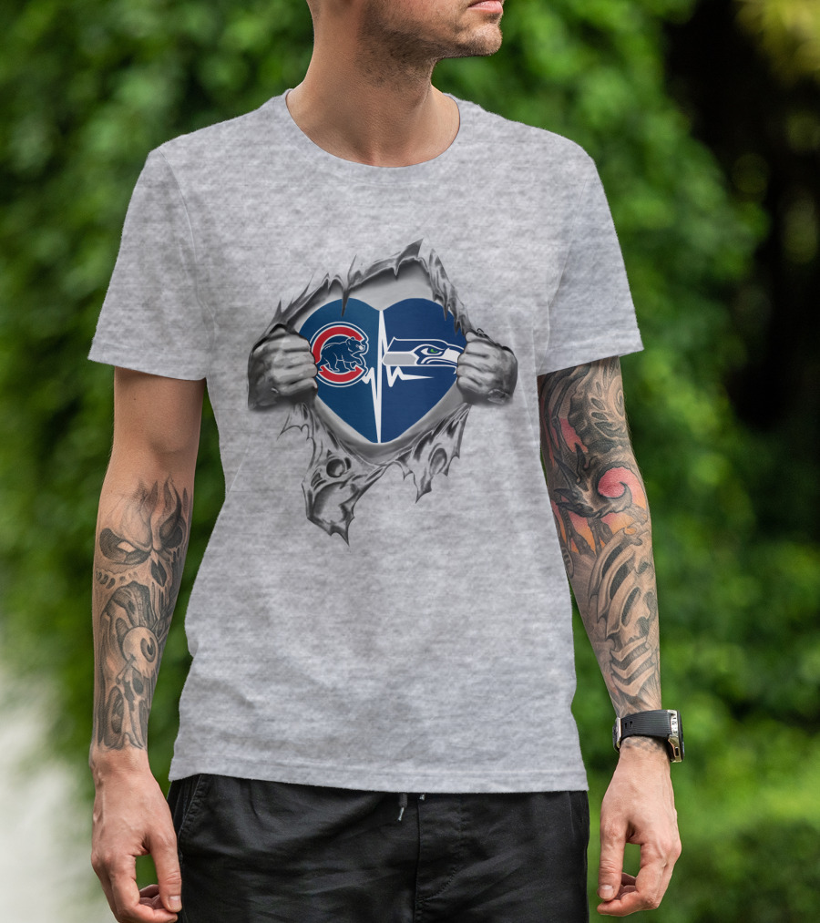 Cubs Seahawks Heartbeat Split T-Shirt