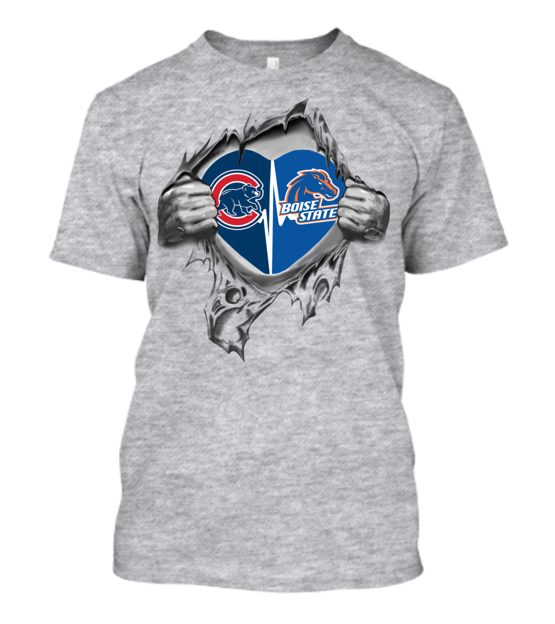 Cubs Boise State Heart Torn Open Fan Loyalty T-Shirt