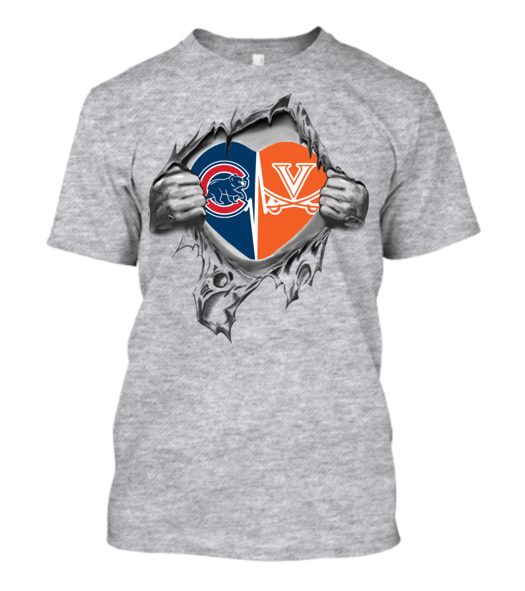 Cubs Virginia Cavaliers Heart Split T-Shirt