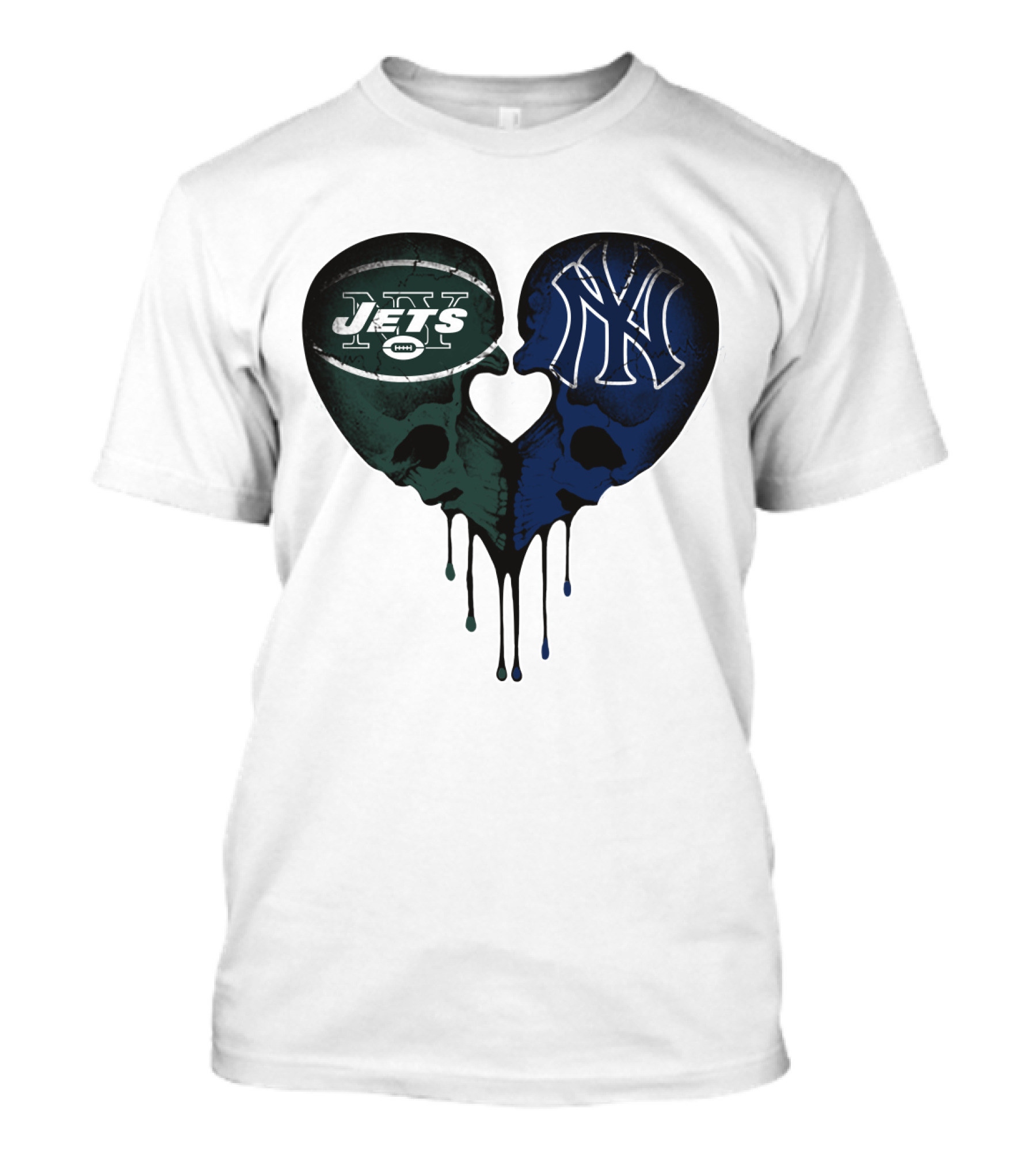 Jets Yankees Skull Heart Logo Fusion T-Shirt