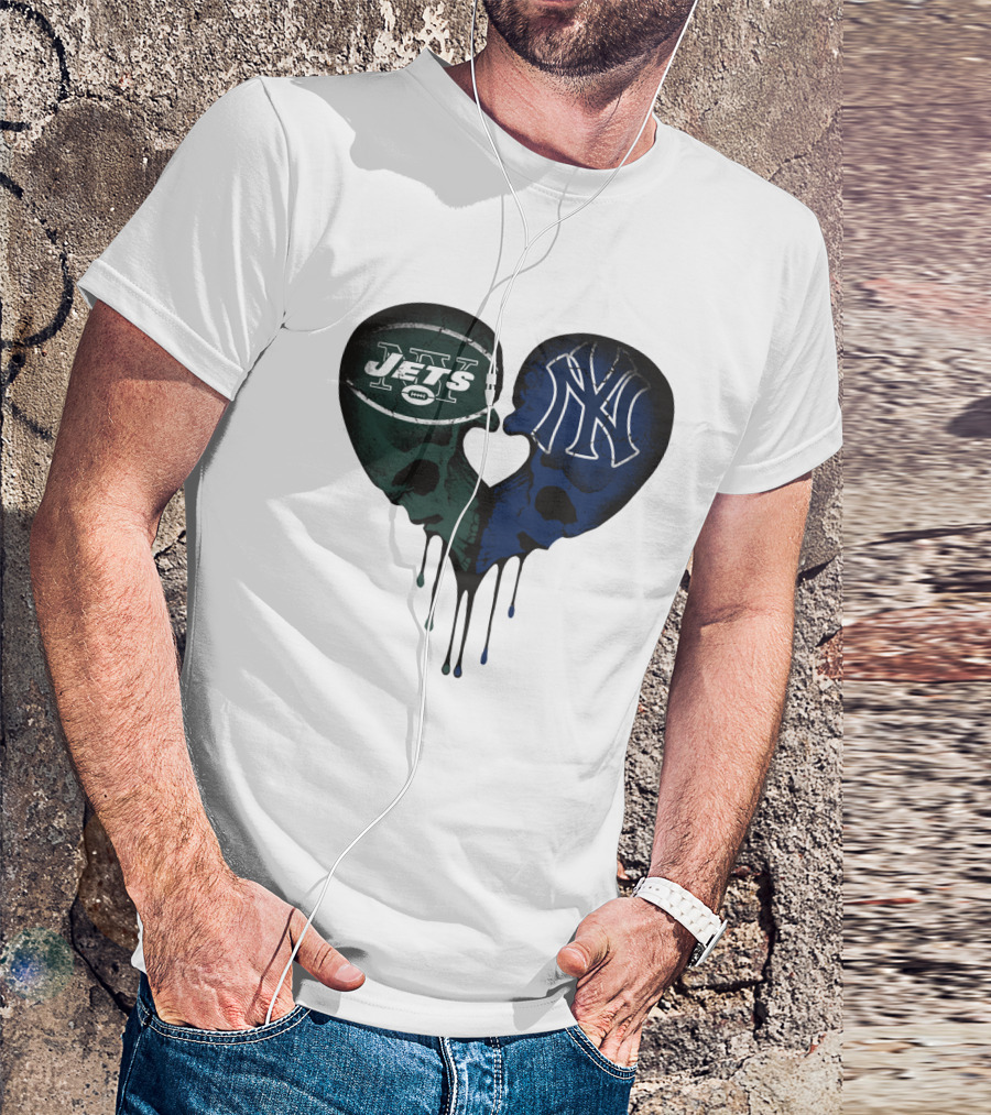 Jets Yankees Skull Heart Logo Fusion T-Shirt