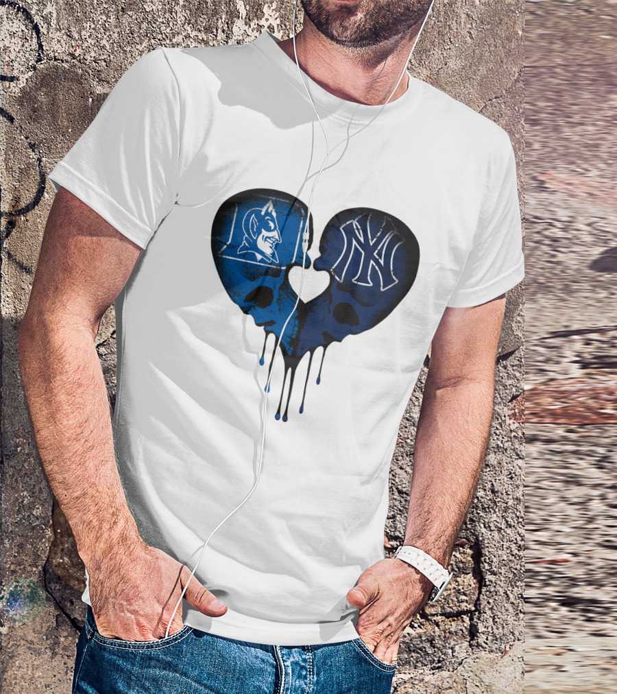 Duke Yankees Skull Heart Dripping Blue T-Shirt