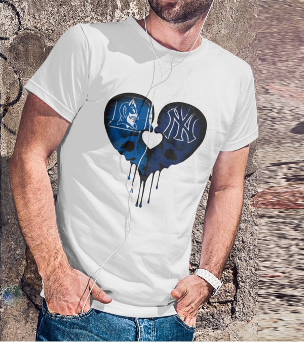 Duke Yankees Skull Heart Dripping Blue T-Shirt