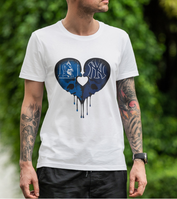 Duke Yankees Skull Heart Dripping Blue T-Shirt