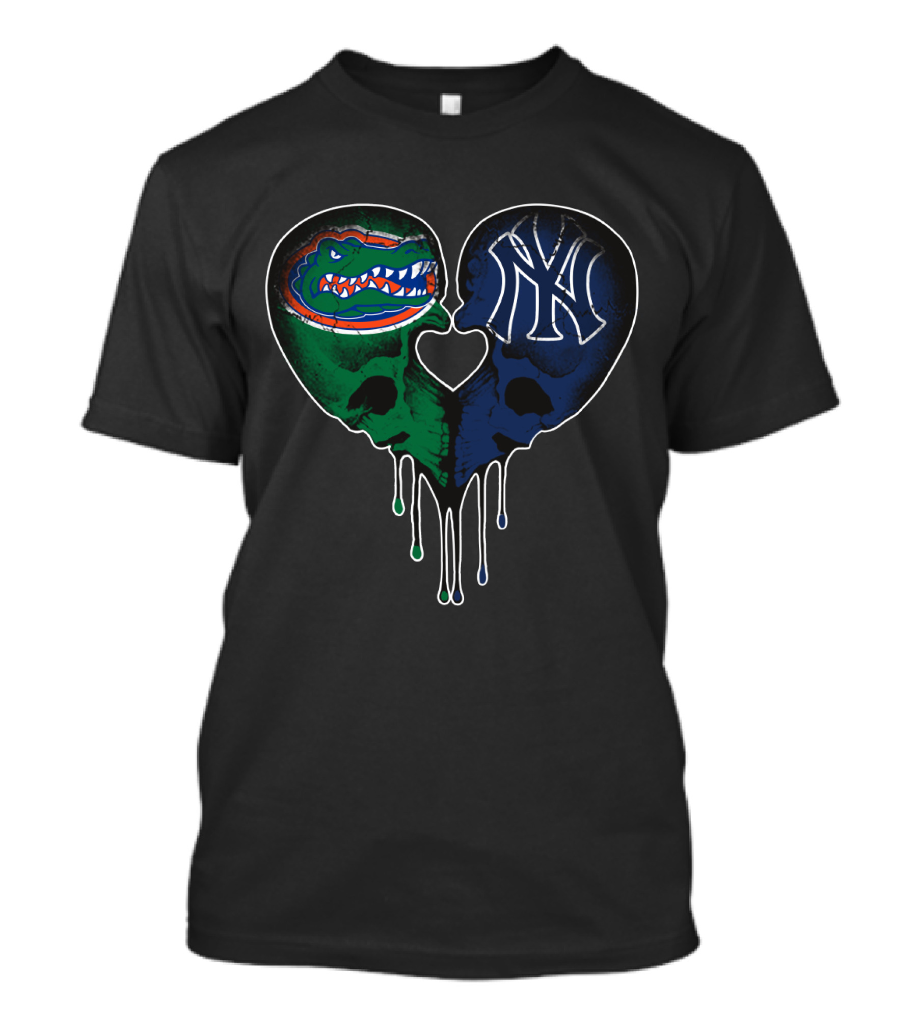 Gators Yankees Skull Love Heart Fusion T-Shirt