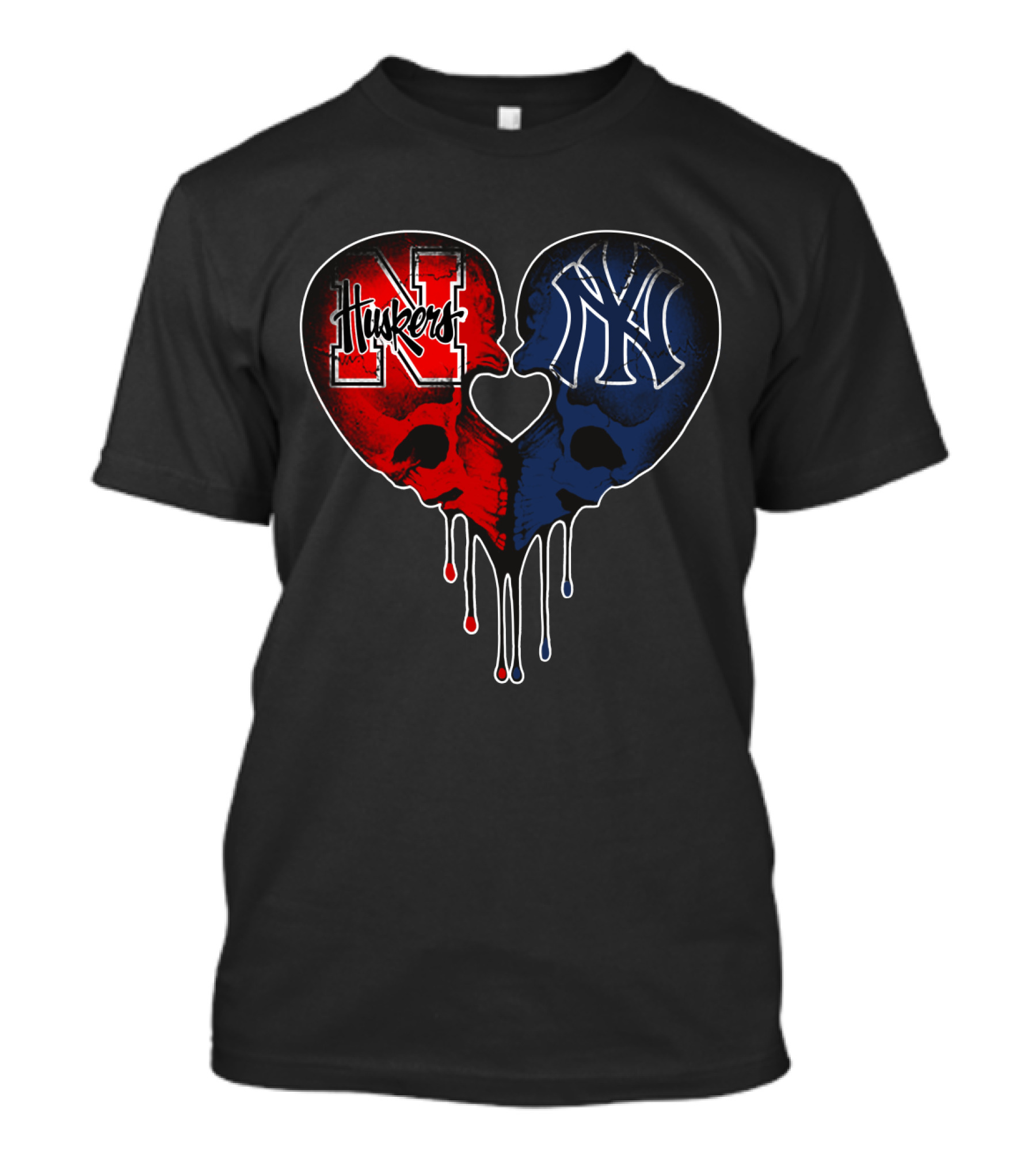 Huskers Yankees Skull Heart T-Shirt