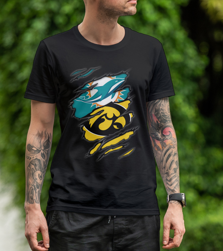 Miami Dolphins Iowa Hawkeyes Torn Claw T-Shirt