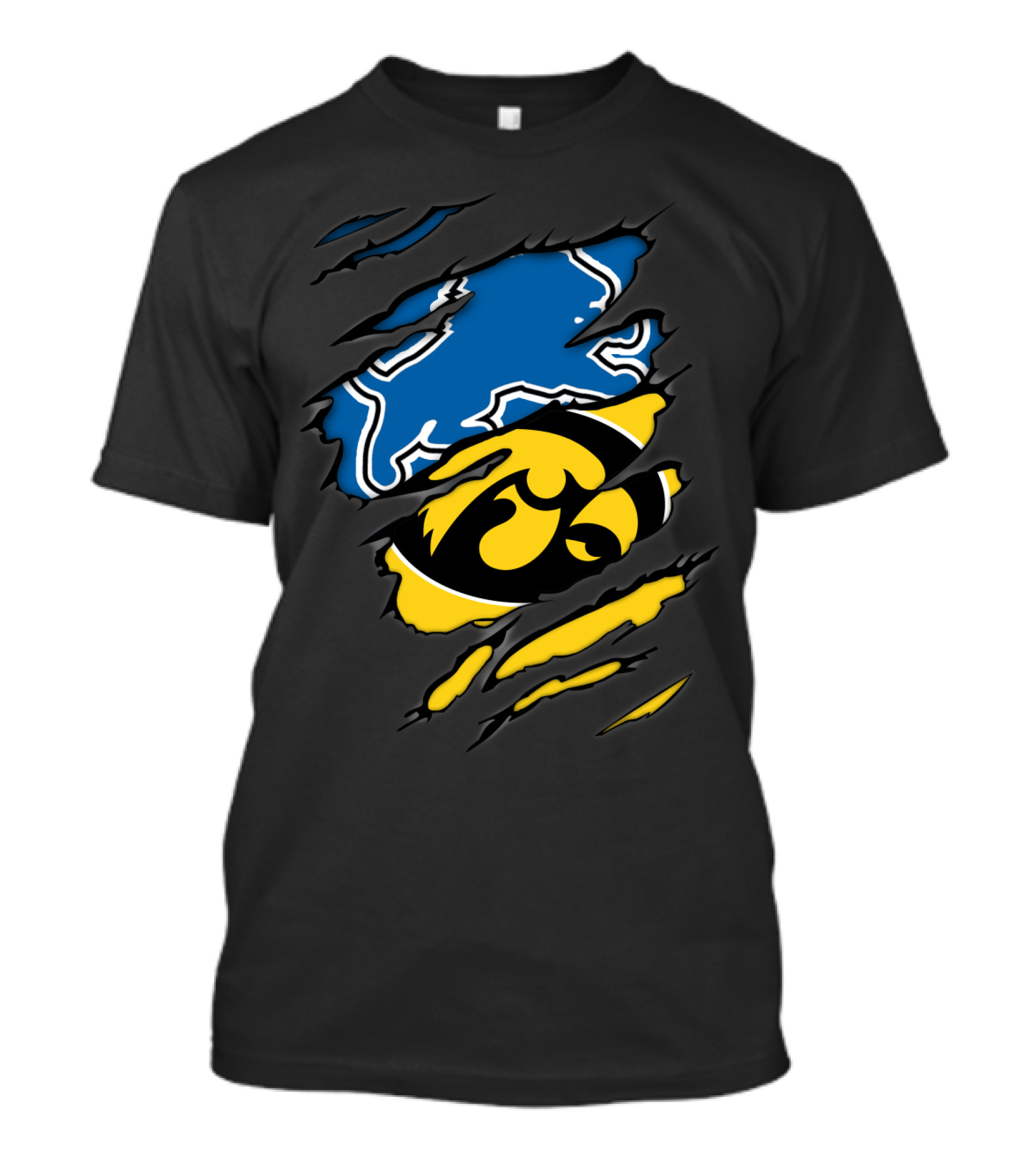 Lions Iowa Hawkeyes Tear Effect Sports Rivalry T-Shirt