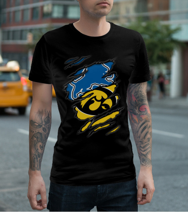 Lions Iowa Hawkeyes Tear Effect Sports Rivalry T-Shirt