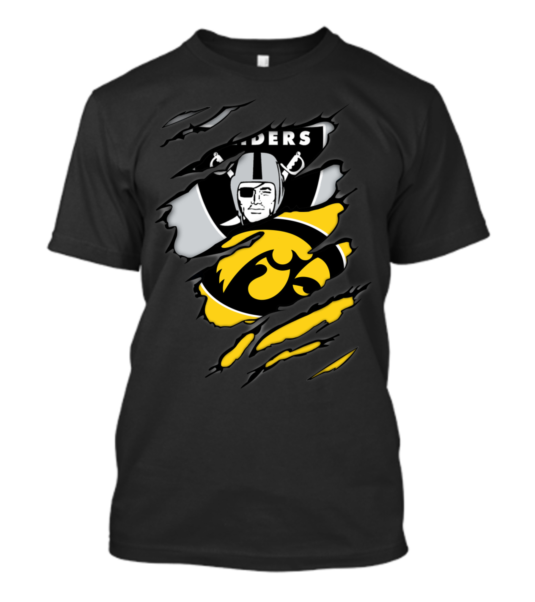 Raiders Iowa Hawkeyes Torn Claw Football Crossover T-Shirt