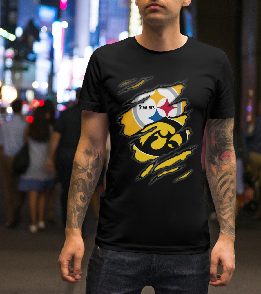 Steelers Iowa Hawkeyes Torn Symbol Fusion T-Shirt