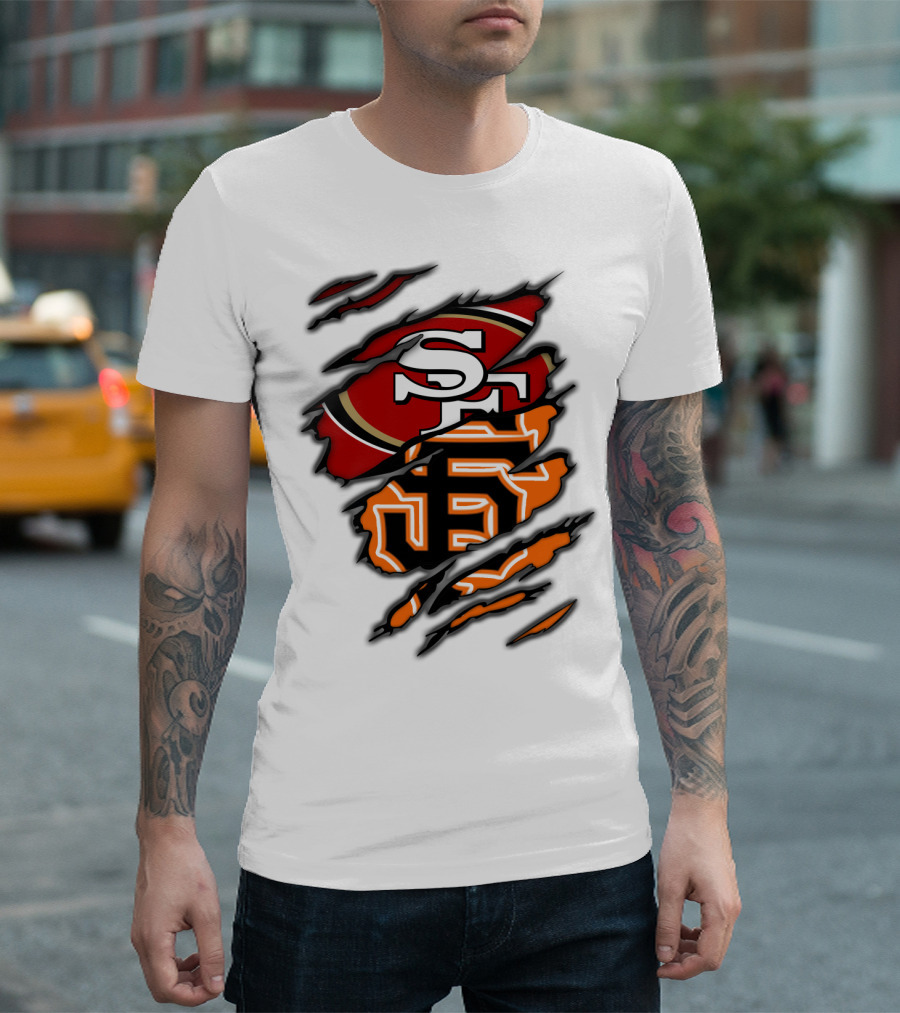 49Ers SF Giants Logos Rip T-Shirt