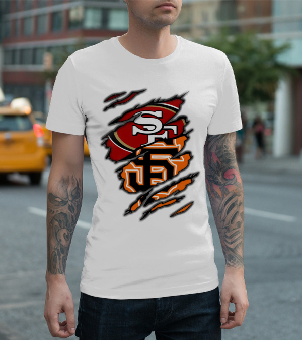 49Ers SF Giants Logos Rip T-Shirt