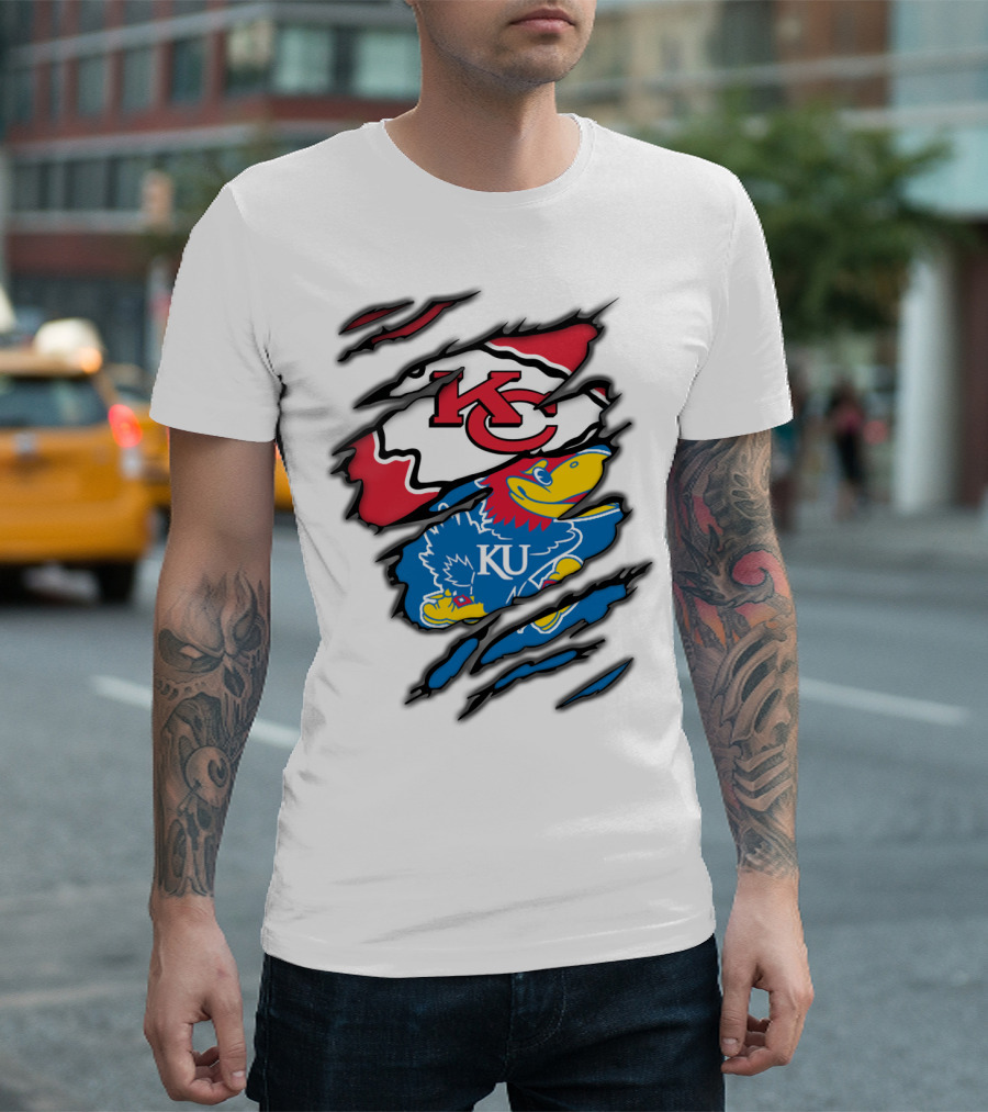 Kansas City Chiefs KU Jayhawks Logo Mashup T-Shirt