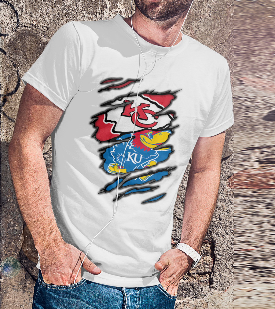 Kansas City Chiefs KU Jayhawks Logo Mashup T-Shirt