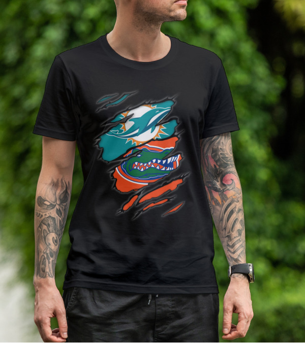 Miami Dolphins Florida Gators Torn Claw Marks T-Shirt