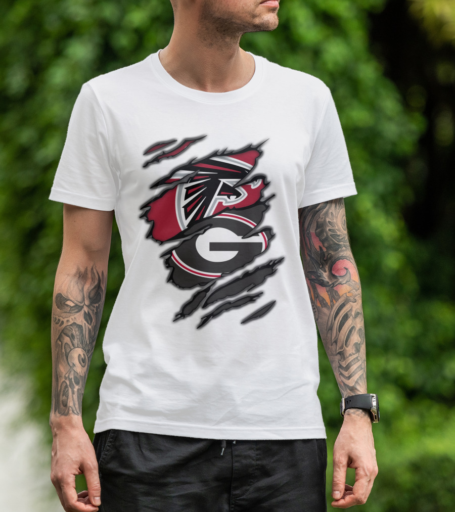 Atlanta Falcons Georgia Bulldogs Ripped Claw Marks T-Shirt