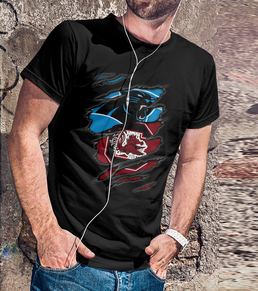 Carolina Panthers South Carolina Gamecocks Logo Mashup T-Shirt