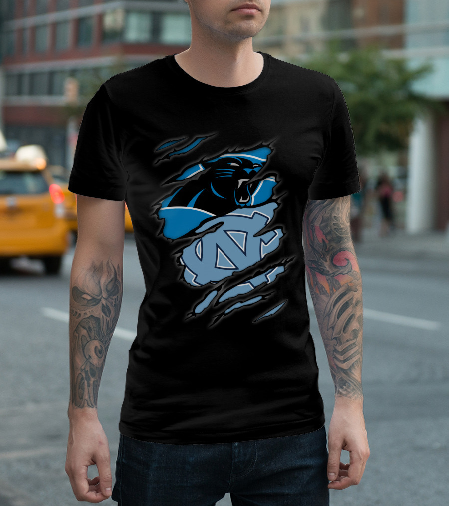 Panthers Tar Heels North Carolina Rip Effect T-Shirt