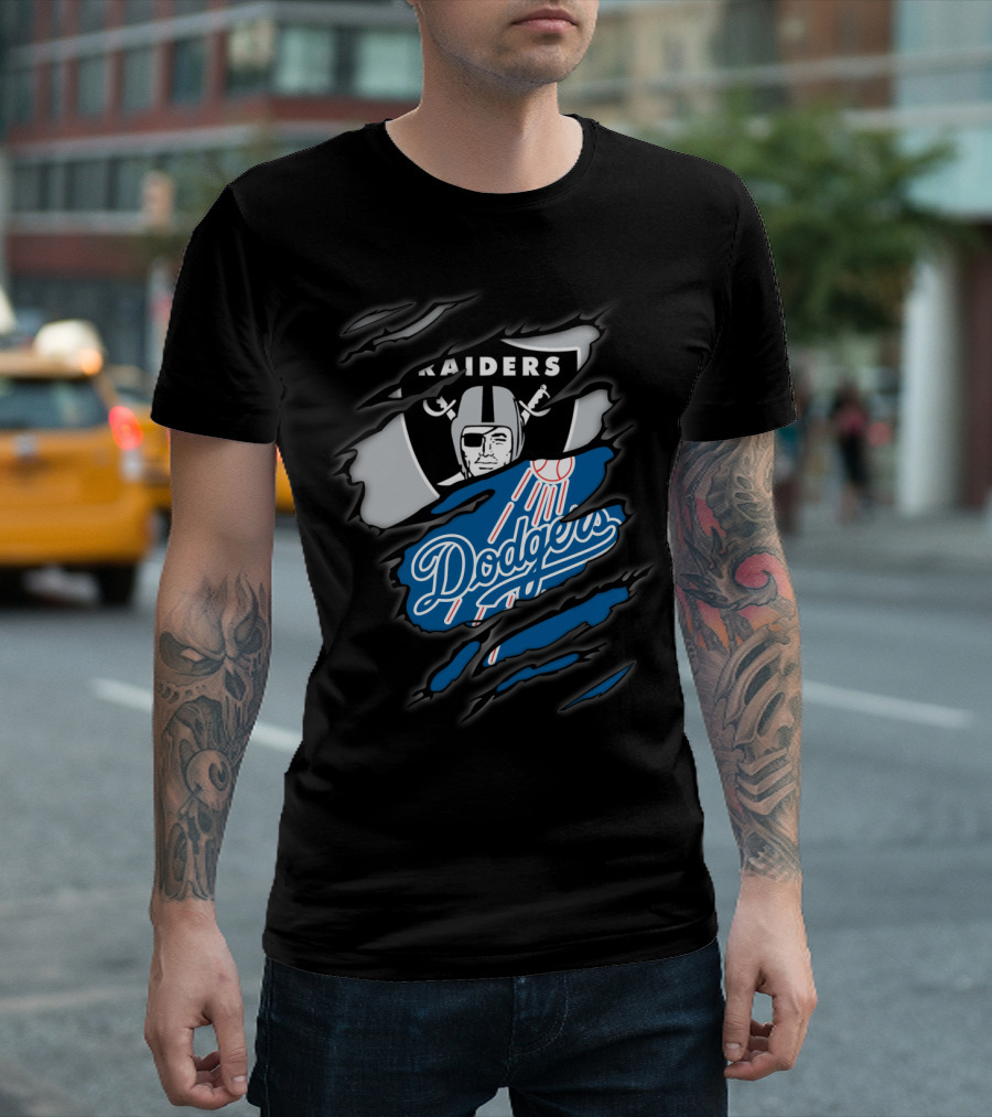 Raiders Dodgers Ripped Layers Fusion T-Shirt