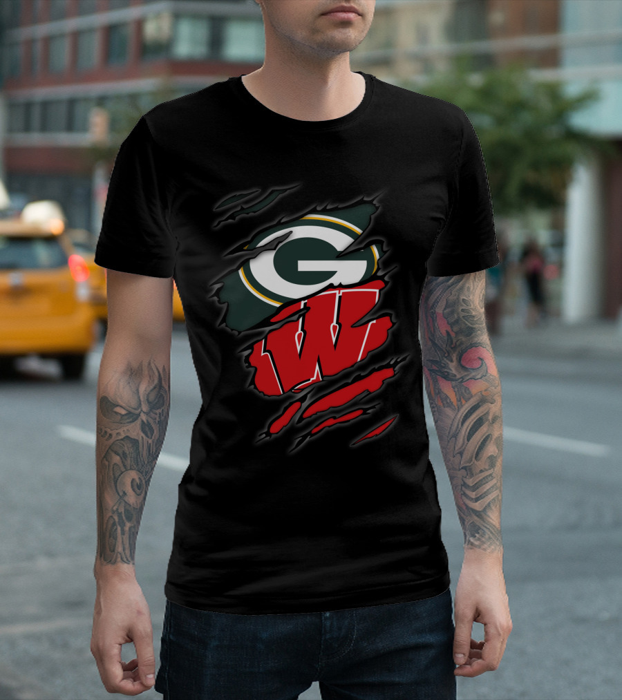 Packers Badgers G W Ripped Claw Marks T-Shirt