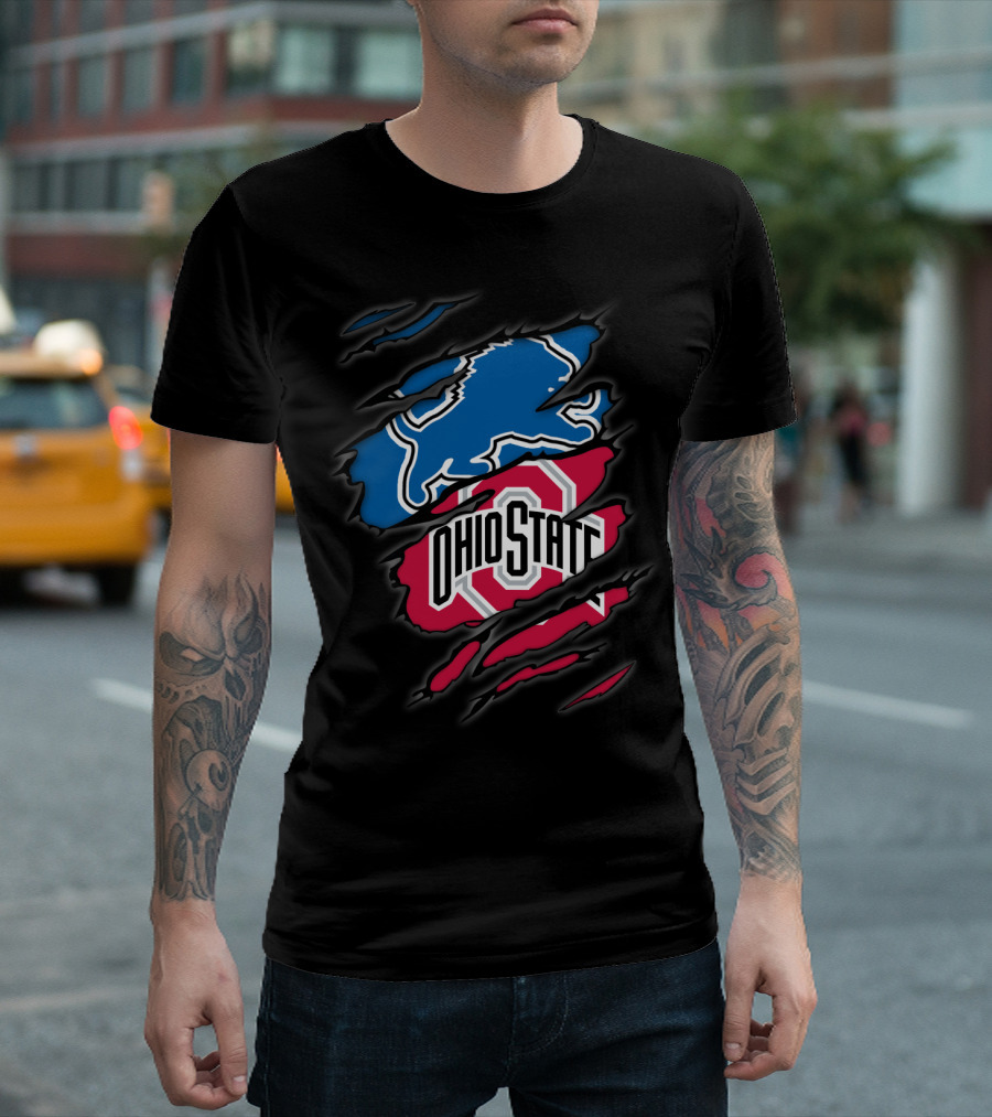 Detroit Lions Ohio State Buckeyes Fusion T-Shirt
