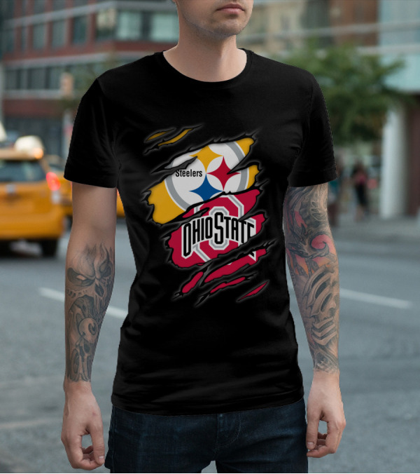 Steelers And Ohio State Logo Fusion T-Shirt