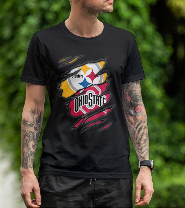 Steelers And Ohio State Logo Fusion T-Shirt
