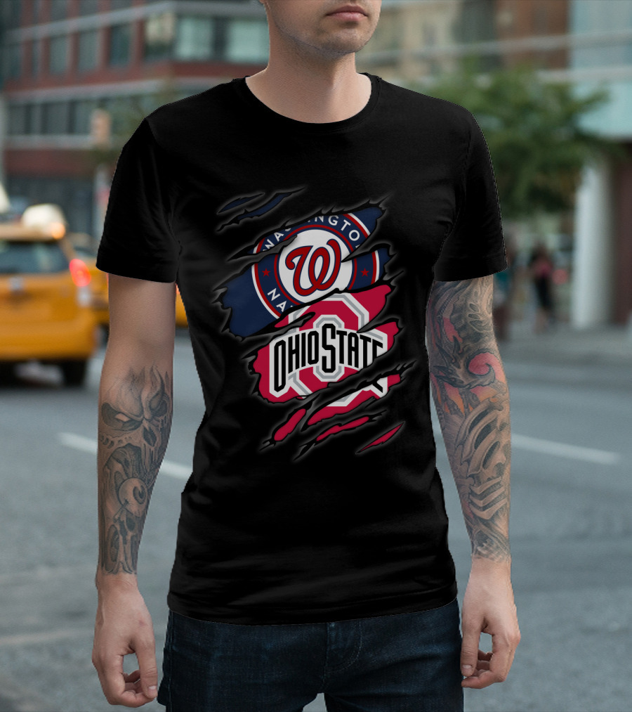 Washington Nationals Ohio State Buckeyes Logo Fusion T-Shirt