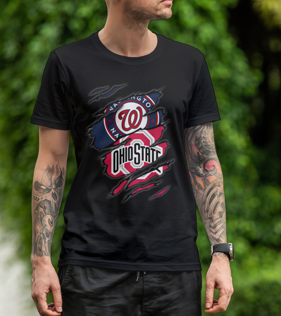 Washington Nationals Ohio State Buckeyes Logo Fusion T-Shirt