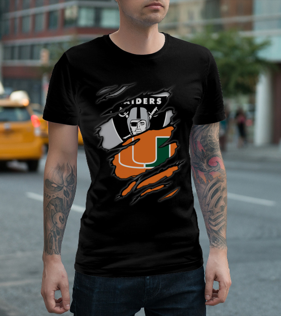 Raiders Miami Hurricanes Crossover T-Shirt