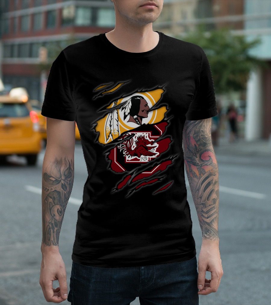 Washington Redskins South Carolina Gamecocks Collegiate Football Fan T-Shirt