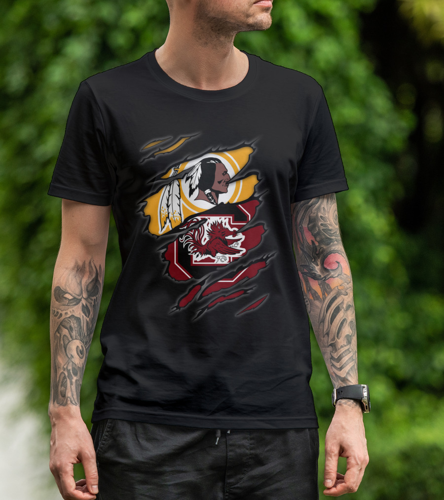 Washington Redskins South Carolina Gamecocks Collegiate Football Fan T-Shirt