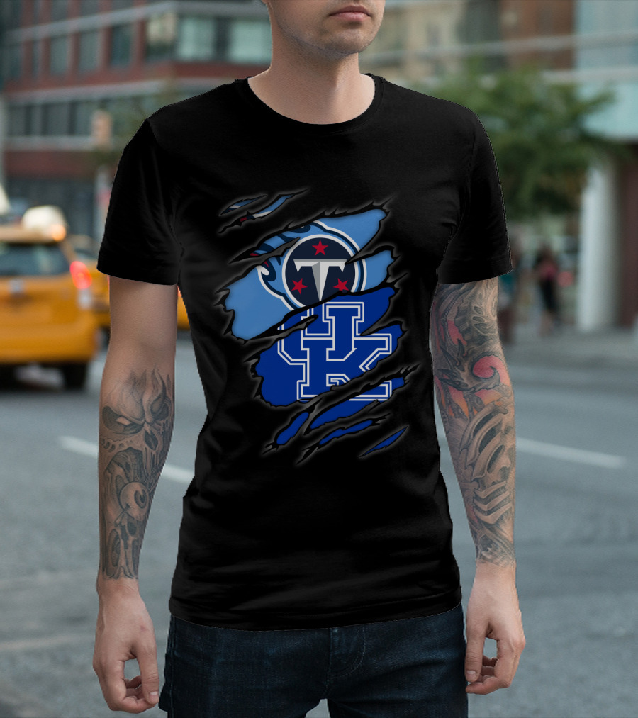 Tennessee Titans Logo with Kentucky Wildcats Emblem T-Shirt