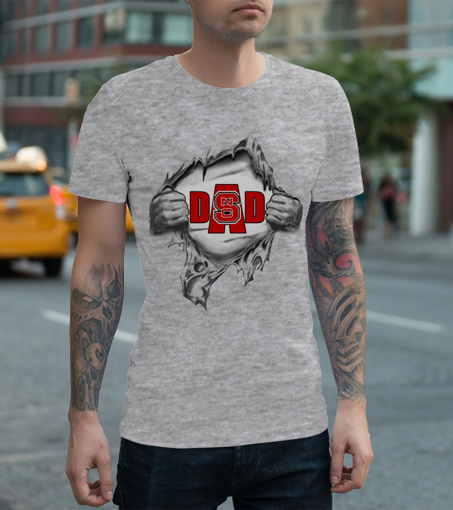 NC State Dad Logo Ripped T-Shirt
