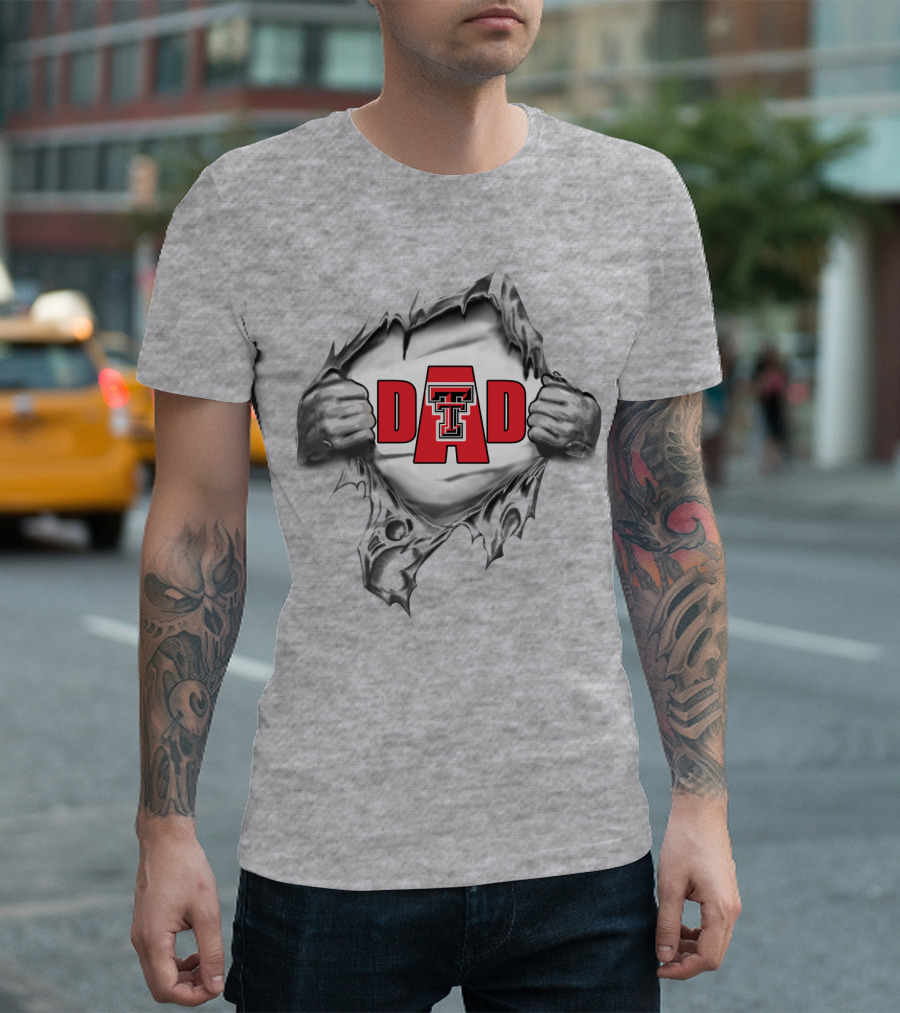 Texas Tech Dad Double T Logo Ripped T-Shirt