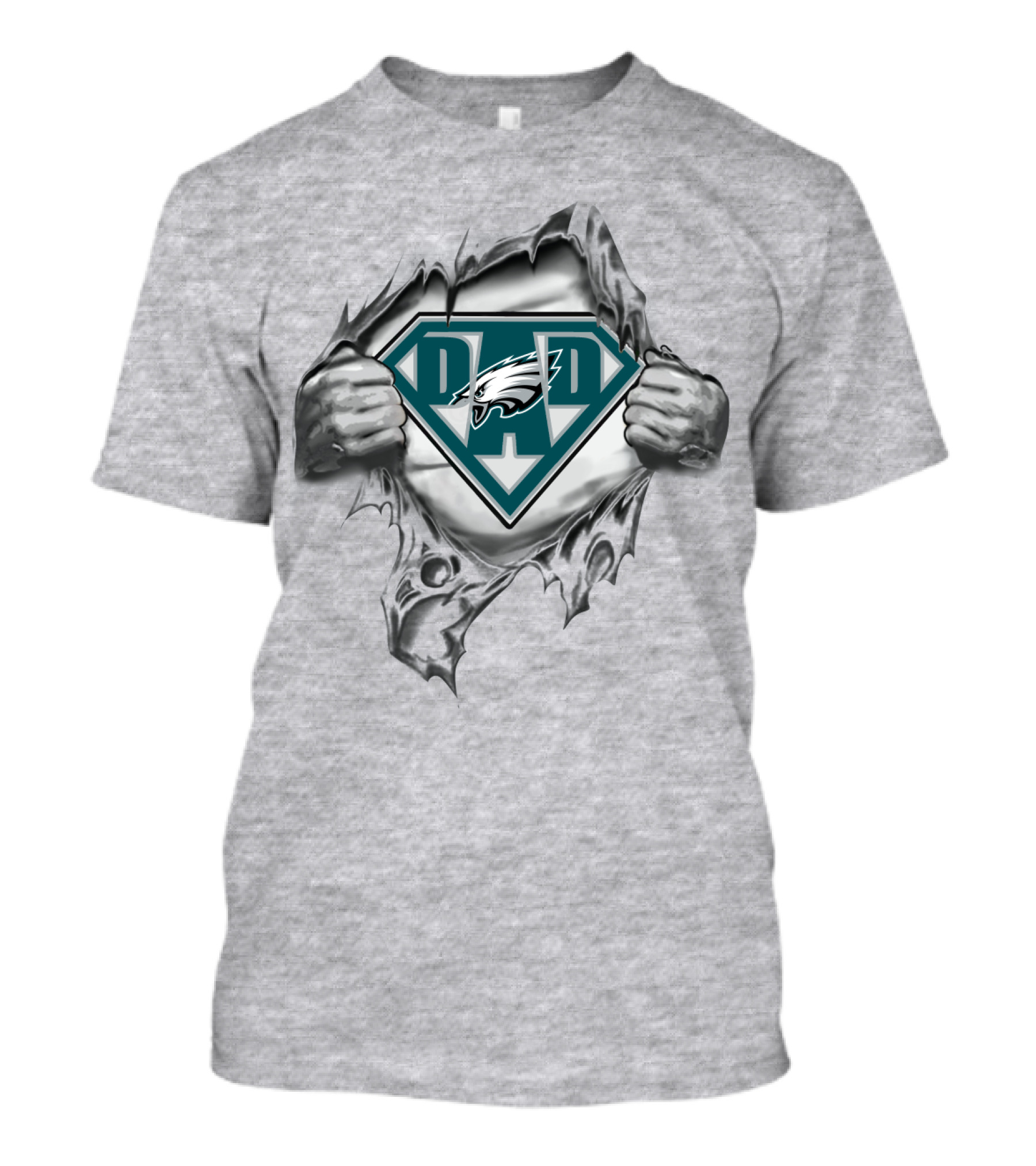Eagles Dad Super Logo With Shield And Hands T-Shirt