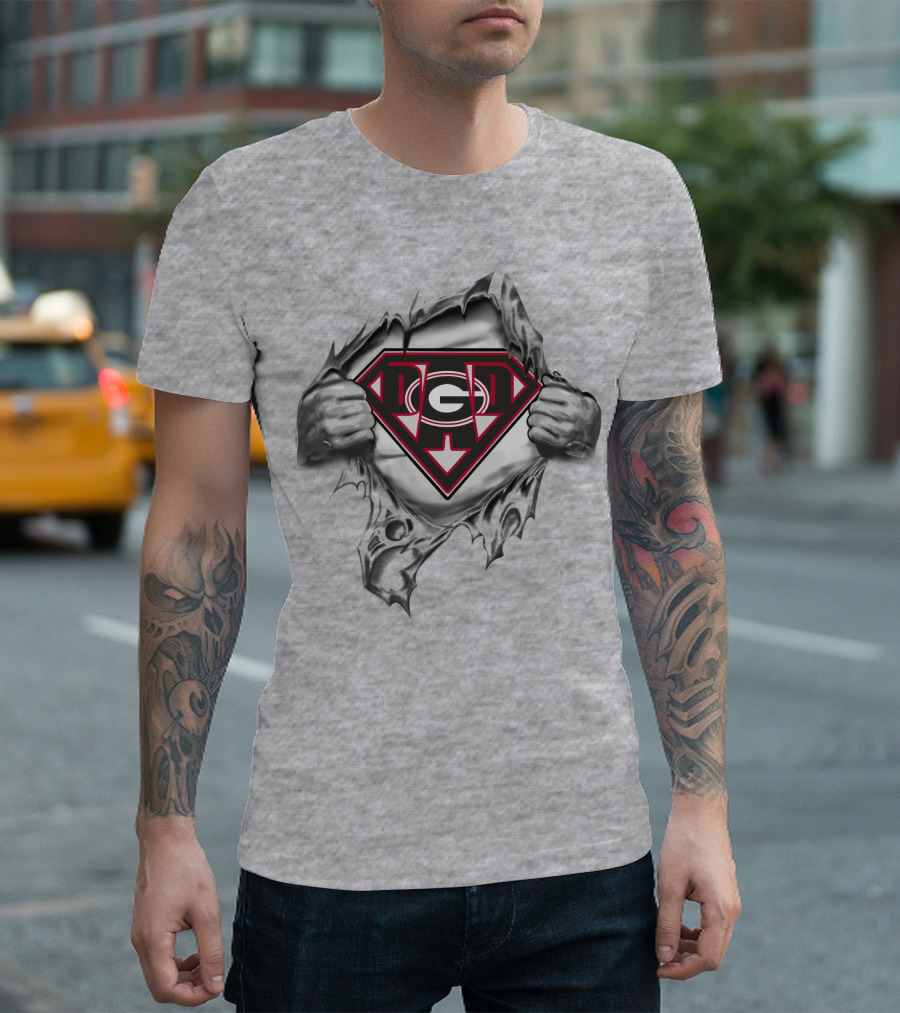 Georgia Bulldogs Superman Logo Rip T-Shirt