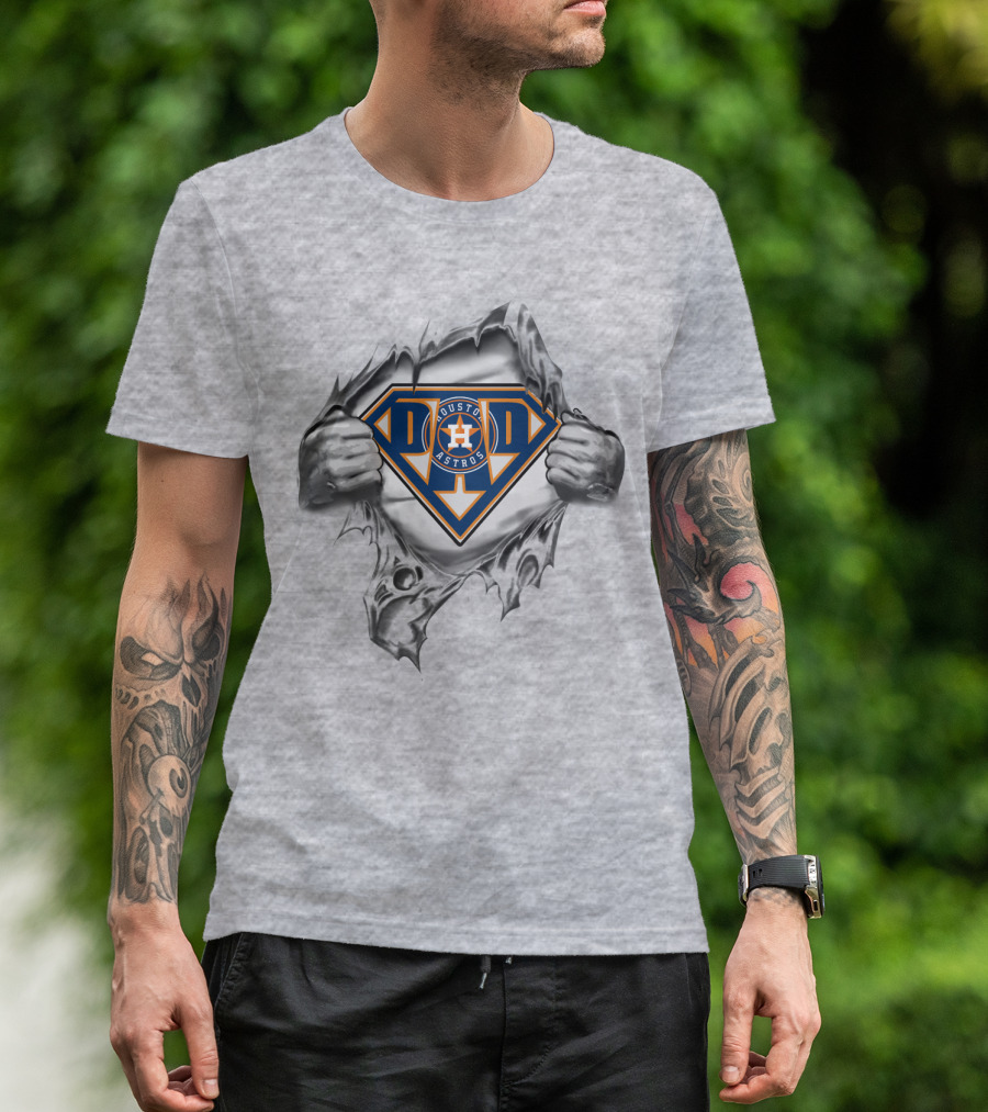 Houston Astros Super Dad Logo Display T-Shirt