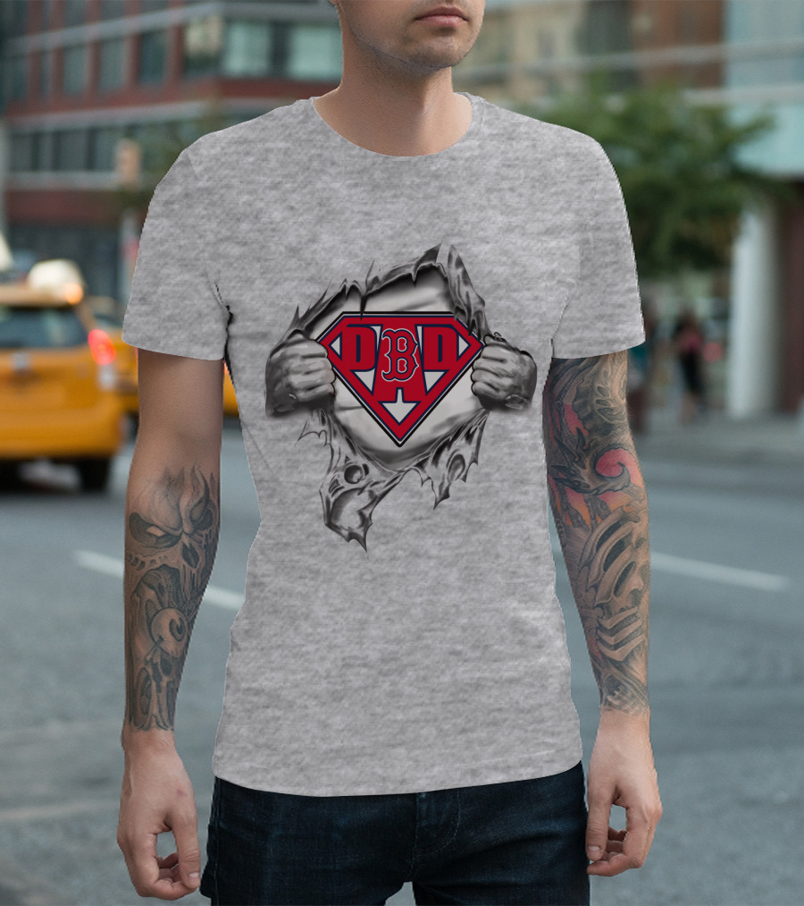 Redsoxs Superhero Burst Logo with Letters B B and Baseball T-Shirt