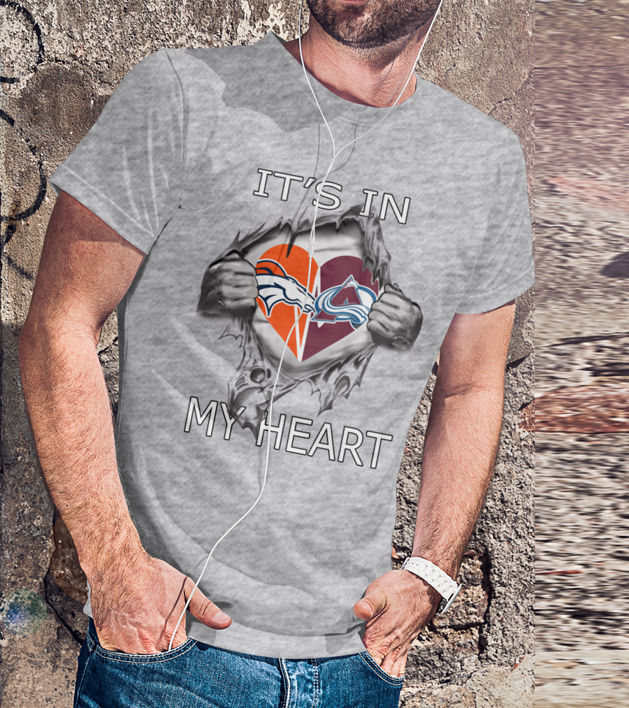 It's In My Heart Broncos Avalanche Logo Heart Tear T-Shirt